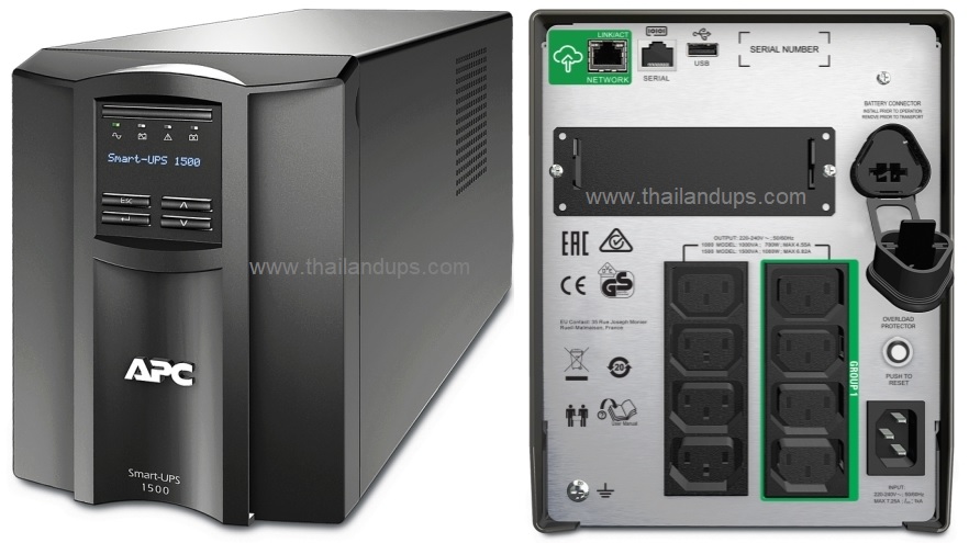 APC Smart-UPS, Line Interactive, 1500VA, Tower, 230V, 8x IEC C13 outlets, SmartConnect Port+SmartSlot, AVR, LCD -  SMT1500IC